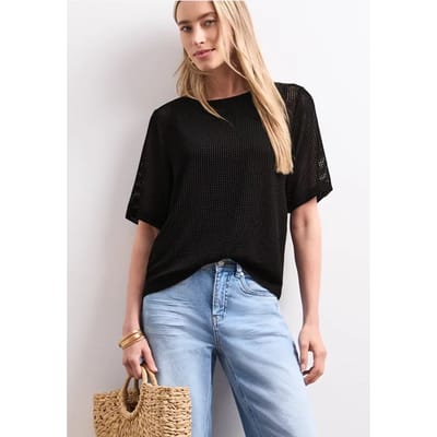 2-in-1 shirt van mesh met boothals