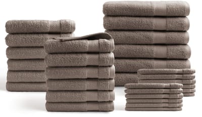 DoubleDry Handdoeken 30-delig set - Hotel kwaliteit 500 g/m2 - Nougat
