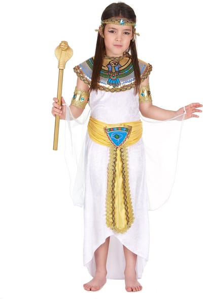 Vegaoo - Wit en goudkleurig Egyptisch kostuum voor meisjes