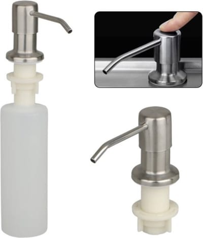 iBright Inbouw zeepdispenser 350ML flacon - RVS - Zeeppompje - Inbouw keukenblad - Zilver
