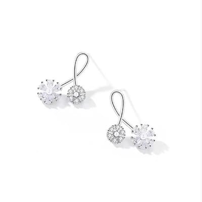 Gading® dames oorknoppen met bloemen- zirkonia oorbellen met pearl- 13mm*21mm- zilver 925