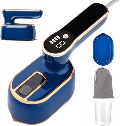 Reisstomer voor kleding, LED, draagbare mini-stoomstrijkijzer, klein reisformaat, draagbare kledingstomer voor op reis, reisbenodigdheden voor studenten, studentenkamers, blauw