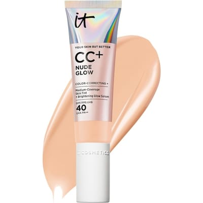 IT Cosmetics Your Skin But Better CC+ Nude Glow SPF40 Foundation - Lichte Textuur - Glow Serum met 2% Niacinamide, Hyaluronzuur, Groene thee-extract en SPF 40 - Light Medium - 32ml