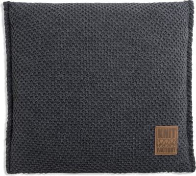 Knit Factory Lynn Sierkussen - Vierkant kussen - Kussen woonkamer - Bank kussen - Decoratie kussen - Antraciet - 50x50 cm - Kussenhoes inclusief kussenvulling