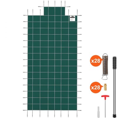Zwembadafdekking - Winter Veiligheidsafdekzeil - Afmeting 5,5 x 10,4 m - Geschikt Voor 4,9 x 9,8 m - Rechthoekig - Voor Inbouwzwembaden - Netweefsel - Groen