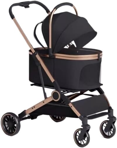 Huisdier Kinderwagen - Hondenbuggy Kattenbuggy - Huisdieren Vervoeren - Opvouwbaar 3-in-1 - 4 Wielen - Zwart