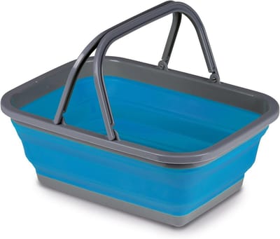 Opvouwbare Kom - Wasbak Spoelbak - Kamperen en Huishouden - Draaghengsel - 10 Liter - Blauw