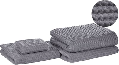 AREORA - Handdoek set van 4 - Lichtgrijs - Katoen