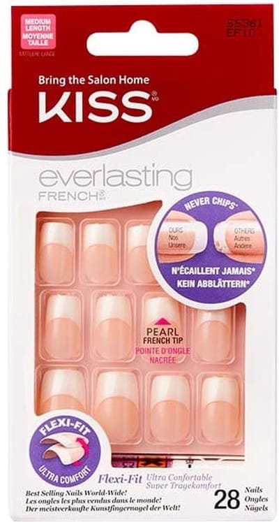 Kiss Everlasting French Manicure set – Wedding Gown – Korte Kunstnagels – Met Lijm