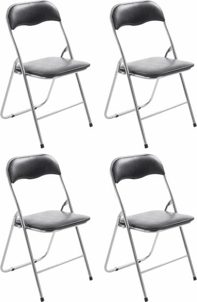 CLP Felix Set van 4 klapstoelen zwart/zilver