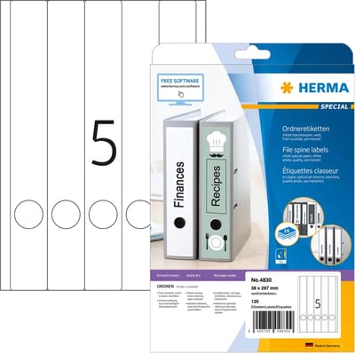 HERMA Inkjet mapetik. A4 wit 38x297 mm Papier 125 St.