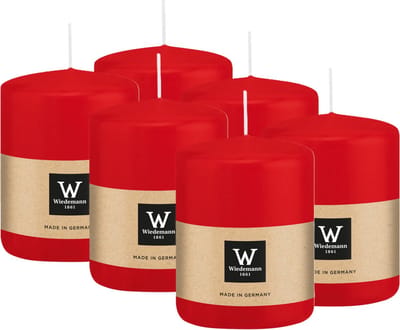 Wiedemann Cilinderkaars/stompkaars - 6x - rood - 6 x 8 cm - 29 branduren - zuilkaarsen