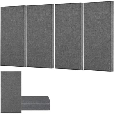 VEVOR akoestische panelen, 4-pack, 600x300x50 mm, geluidsabsorberende panelen van glasvezel, zelfklevend, akoestische wandpanelen, voor studio's, kantoren, thuisbioscopen, vergaderruimtes, grijs