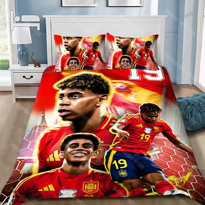 Voetbalsterren Dekbedovertrek Kussensloop Beddengoedset Volwassen Jongen Meisje Slaapkamerdecoratie Kinderen Cadeau Eenpersoons Tweepersoons Groot Formaat EU Single 90x200cm
