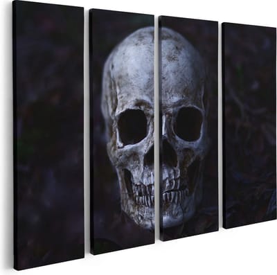 Artaza Canvas Schilderij Vierluik Schedel - Doodshoofd - 80x60 - Foto Op Canvas - Canvas Print