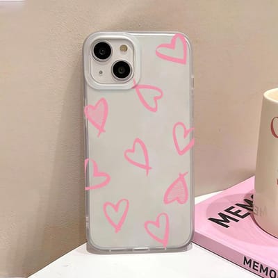 Liefdeshart Telefoonhoesje Voor iPhone 13 Hoesje voor iPhone 11 15 16 12 14 Pro Max Mini Schokbestendig Transparant Clear Cover Zacht Funda For iPhone 15 Plus white