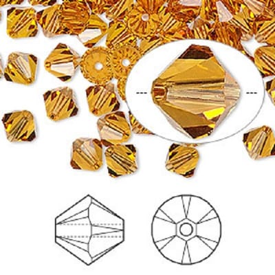 Swarovski Elements, Xilion Bicone (5328), 10mm, topaz. Per 12 stuks