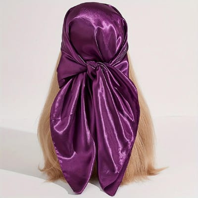 Effen Grote Bandana Klassieke Satine Vierkante Sjaal Dames Imitatie Zijde Neckerchief Winddichte Sjaal Hoofddoek Haaraccessoires 90x90cm blue