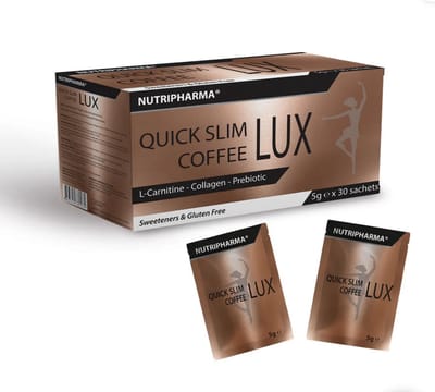 Nutripharma Slimlux Coffee Collageen Koffie met Inuline, L-Carnitine & Groene Koffie Extract - 30 Sachets x 5 g - Glutenvrij