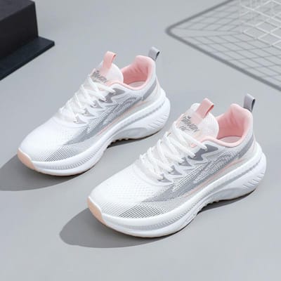 Lente Nieuwe Dikke Zool Mode Ademend Lichtgewicht Damesschoenen Outdoor Vrije Tijd Trendy Kleding Fly-Knit Sneakers Dames 40 white