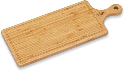 Wilmax Bamboe Serveerplank Rond met Handvat - 25.5 x 20.5 cm - Hout