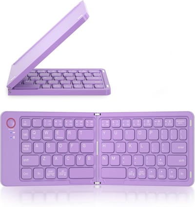 KZQ Opvouwbaar draadloos Bluetooth-toetsenbord - Ultra-slim aluminium reistoetsenbord - Stille toetsen - Compact design - Paars