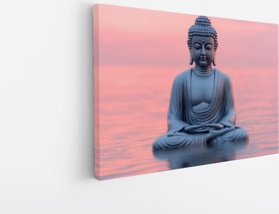 Saammp Canvas Schilderij - Boeddha - Roze lucht - 45x30 - Foto op canvas - Wanddecoratie - Muurdecoratie Woonkamer - Canvas schilderijen