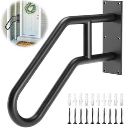 U-vormige trapleuning - Wandmontage leuning - Verbeterde veiligheid - Ergonomisch ontwerp - Versterkte constructie - Zwart