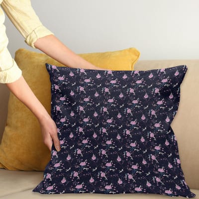 ABAKUHAUS Kussenhoes 40x40 cm – Navyblauw-Babyroze, Dubbele print, Wasbaar