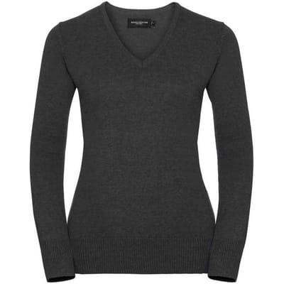 Russell Collection Dames/Dames Marl V Hals Sweatshirt (Houtskool)