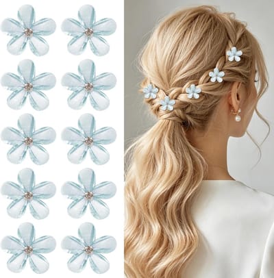 Solidchoice - Set van 10 Mini Haarclips in Bloemvorm