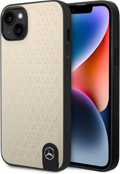 Mercedes-Benz Pu Leer Smartphonehoesje voor Apple iPhone 14 Plus - Bescherming, Back Cover, Beige Kleur