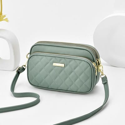 Mode Ruit Kleine Telefoon Tas voor Vrouwen Zacht Leer Crossbody Tas Drie Laags Schouder Messenger Tas 23x6x15cm