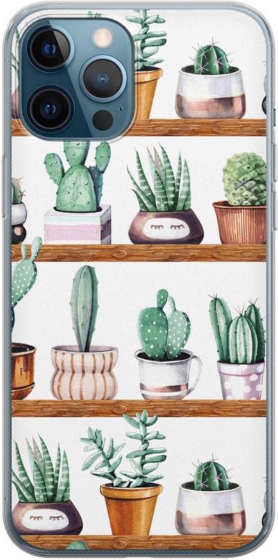 Leuke Telefoonhoesjes - Hoesje geschikt voor iPhone 12 Pro - Cactus - Soft case - TPU - Planten - Groen