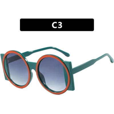 Mode Y2K Lunettes de Soleil Rondes Oversize Femmes Verres Couleur Contrastée UV400 Rétro Unique Hommes Tendance Lunettes de Soleil Dégradées As Picture