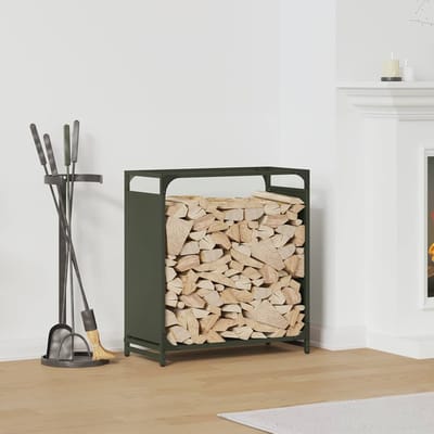 vidaXL - Brandhoutrek - 60x28x65 - cm - koudgewalst - staal - olijfgroen