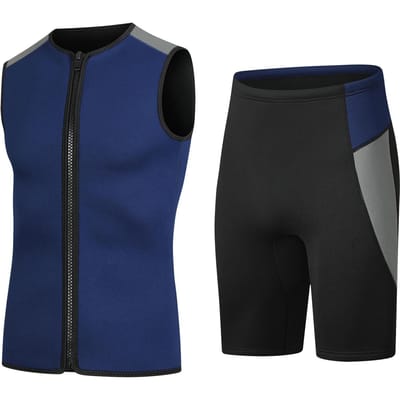 3mm Neopreen Wetsuit Korte Broek Vest Set Duiken Snorkelen Surfen Thermisch Zwempak voor Mannen Vrouwen Grijze Korte Broek + Marineblauw Grey shorts+navy vest L
