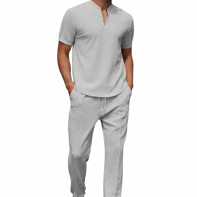 Zomer Set Grijs Heren - Shirt en lange Broek - Outfit