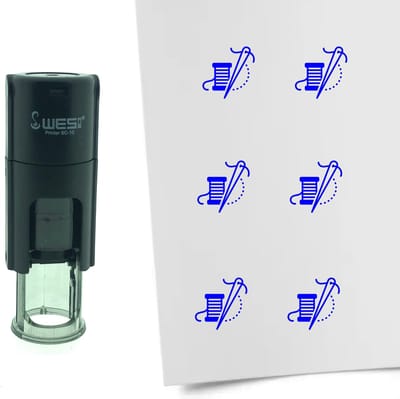 CombiCraft Stempel Naald en Draad 10mm rond - Blauwe inkt