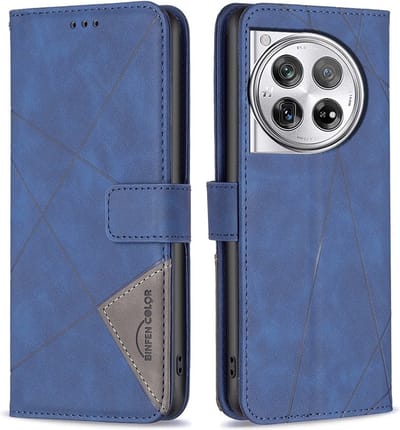BINFEN Hoesje - Geschikt voor OnePlus 12 Hoesje - BINFEN Geometric Book Case - Blauw
