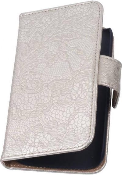Lace Bookstyle Wallet Case Hoesjes Geschikt voor Nokia Lumia 735 Wit