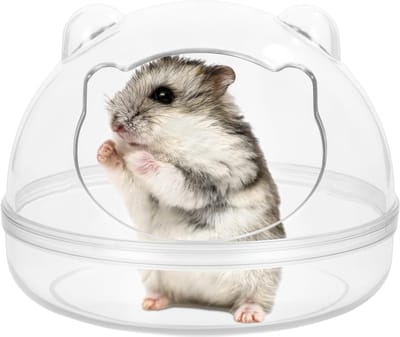 Transparante zandbadcontainer voor hamsters, geschikt voor chinchilla's en kleine dieren, ideaal voor een schone en gezonde leefomgeving