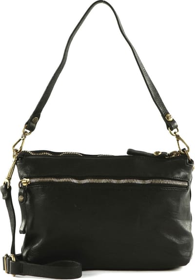CAMPOMAGGI Leren Schoudertas Leto Crossbody Bag Nero Zwart