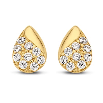 New Bling Goud 9NBG-0090 Oorknop Druppel - Zirkonia - 6mm - Goud