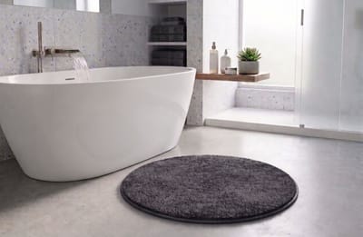 FLOORDIREKT Badmat SKY - Badmat in Vierkant & Rond - Antisliprug - Donkergrijs - Rond - 95 cm