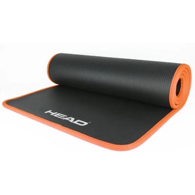 HEAD Yogamat - Yoga Mat - Sportmat - Fitnessmat - Pilates Mat - 180x78x1cm - Zwart/Oranje
