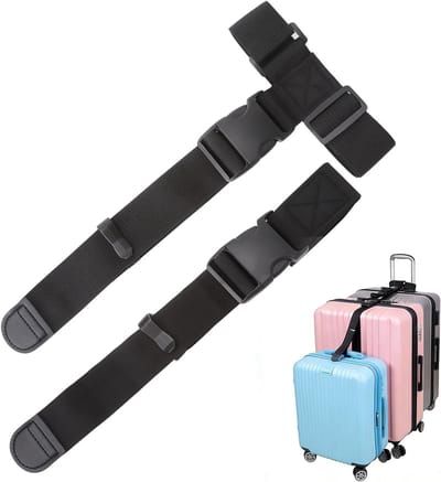 Verstelbare bagagestraps voor het verbinden van 2-3 koffers, stevige reistraps met gespen, ideaal voor veilig reizen en extra bagagebeveiliging