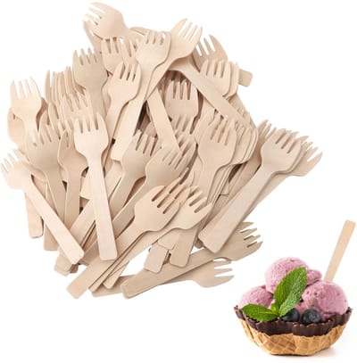 Dailygoods- Wegwerpvorken 300 stuks - Houten Vorken - Wegwerpbestek - Taartvorken - Feestbestek - Natuurlijk Berkenhout