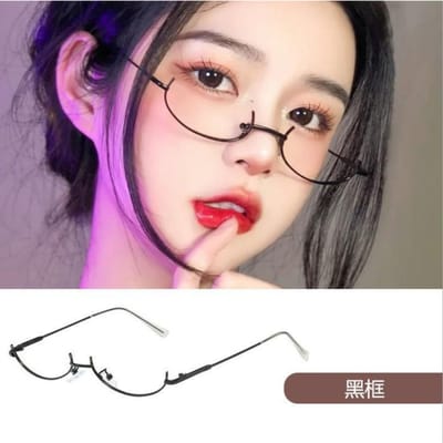 Y2K Vintage Bril Ovaal Metalen Montuur Half Montuur Meisjes Chic Cosplay Feest Decoratieve Bril Metalen Fotografie Bril Cadeaus