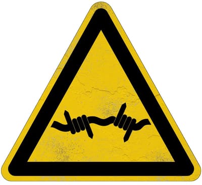 Prikkeldraad waarschuwingsbord - W033 | Sign Again materiaal | 20 cm